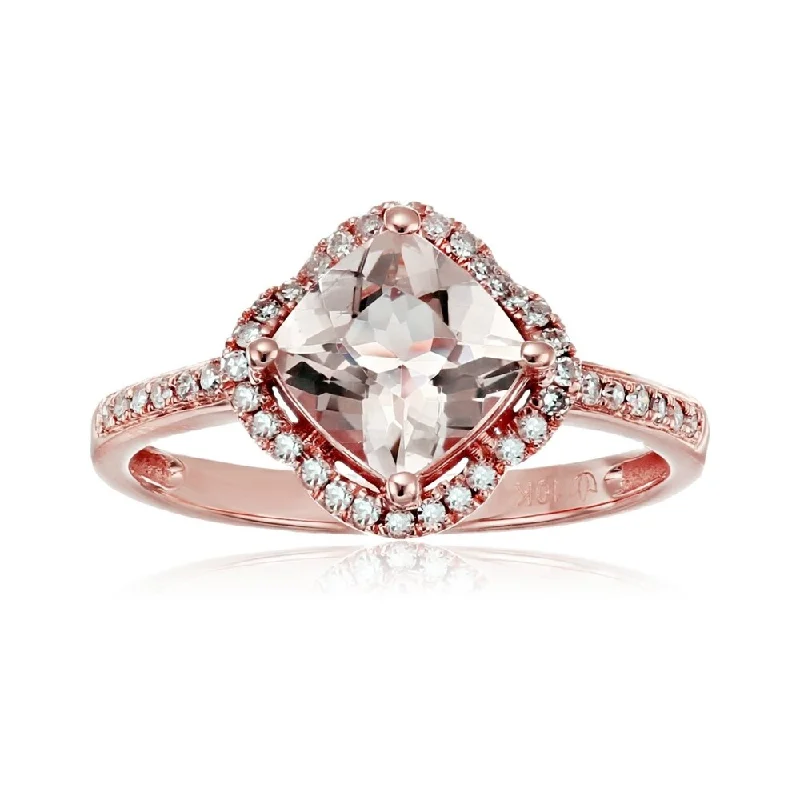 10k Rose Gold Morganite and Diamond Ring