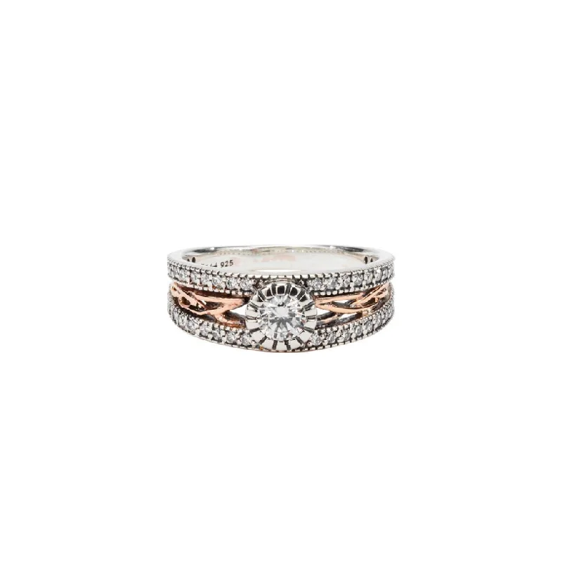 Silver and 10k Yellow or Rose Gold Brave Heart Ring