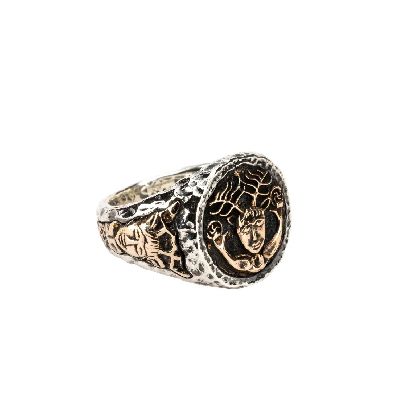 Silver and Bronze Ancient Celtic Coins Cernunnos Ring