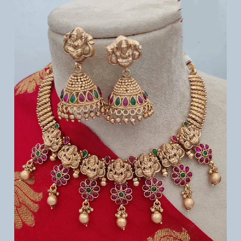 Jewel Addiction Copper Rajwadi Finish Pota Stone Necklace Set