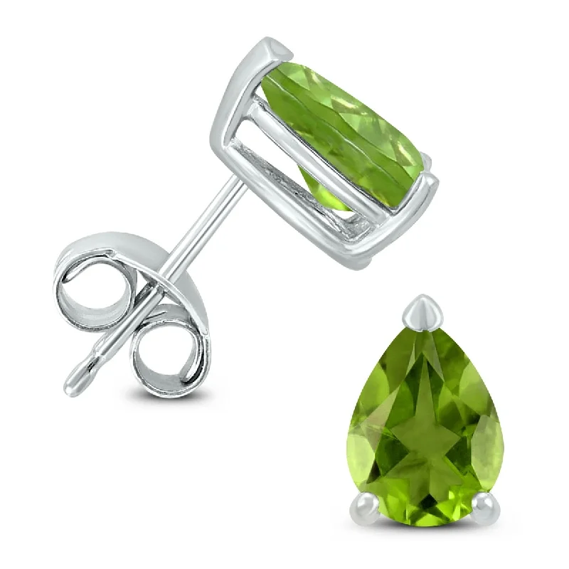 Marquee 14K White Gold 6x4MM Pear Peridot Earrings