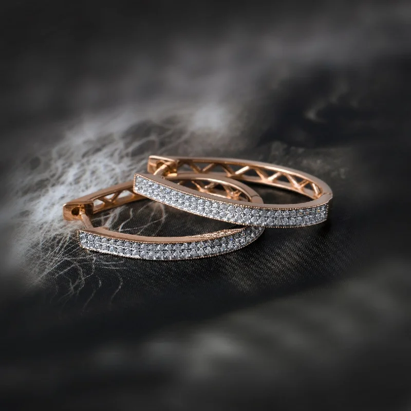 1/3ct TDW Diamond Hoop Earrings in 10k Gold by De Couer