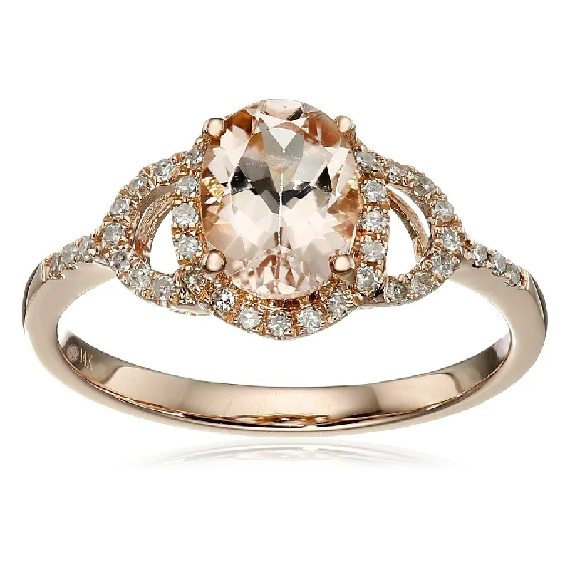 14Kt Rose Gold Morganite and Diamond Ring