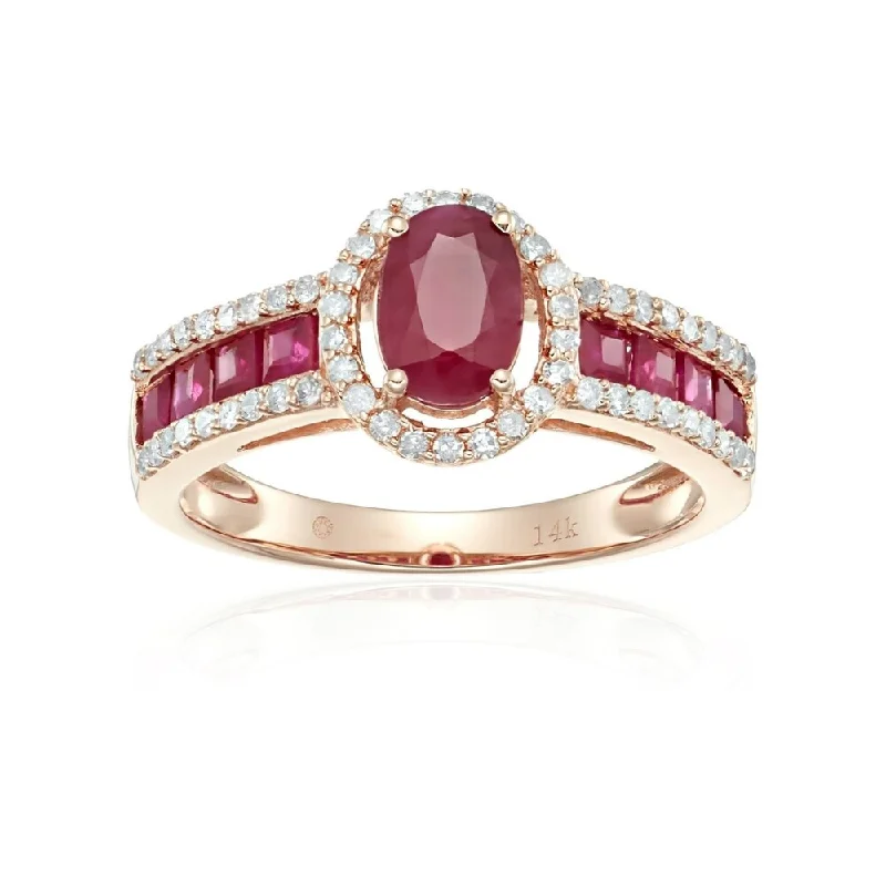 14k Rose Gold Ruby & Diamond Ring