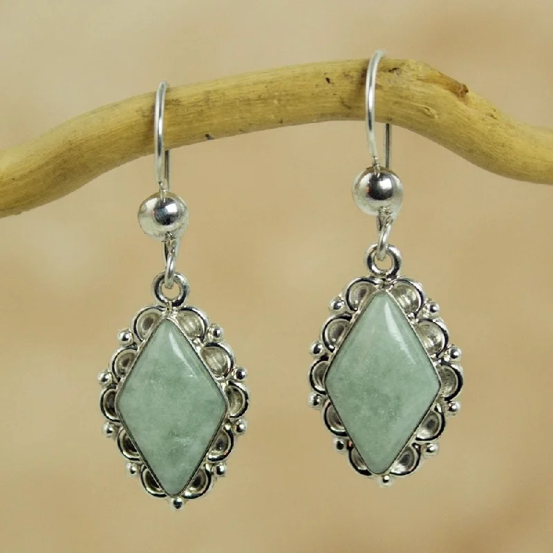 Sterling Silver Diamond Dahlia Jade Earrings