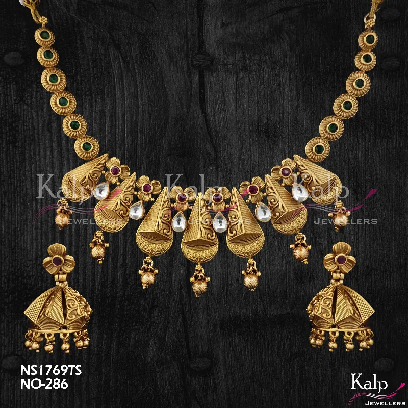 Kalp Jewellers Copper Gold Plated Necklace Set