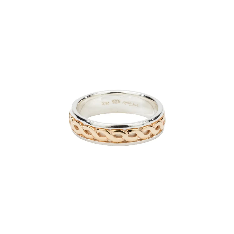 Silver and 10k Gold Celtic Weave Knot 'Harrow' Ring