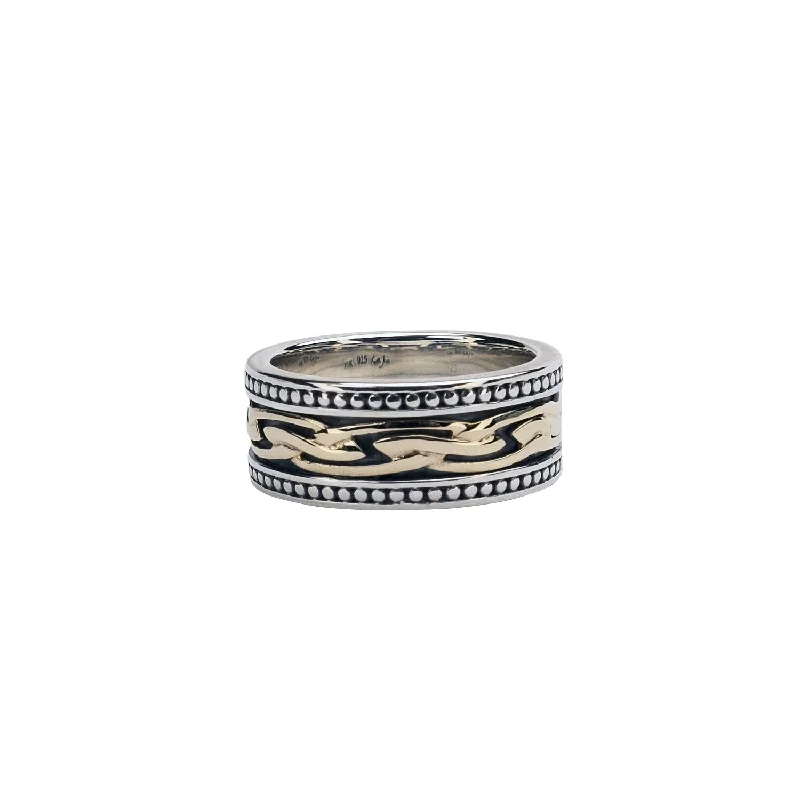 Silver and 10k Gold Celtic Eternity Knot 'Caise' Ring