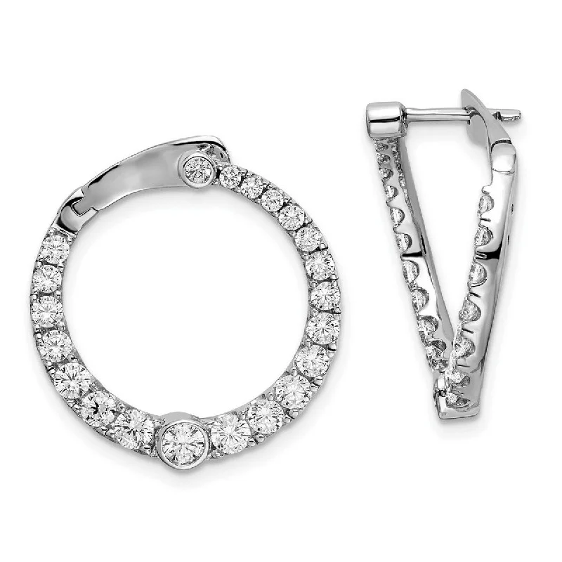 Curata 925 Sterling Silver CZ Cubic Zirconia Circle Front and Back Earrings - 22.3x22mm Wide 10mm Thick