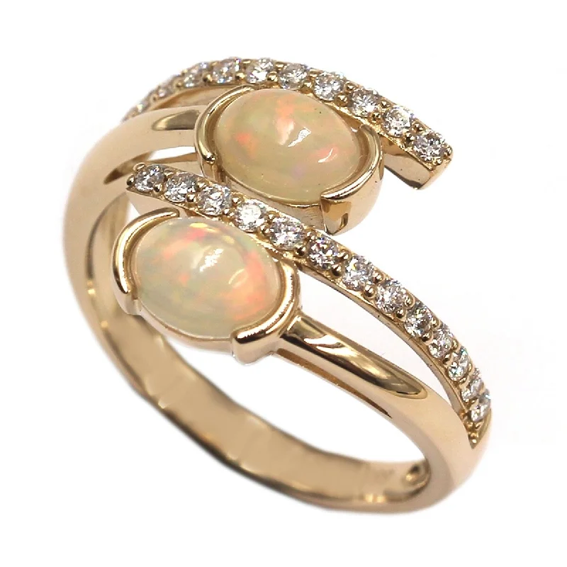 14KT Yellow Gold Ethiopian Opal and Diamond Ring